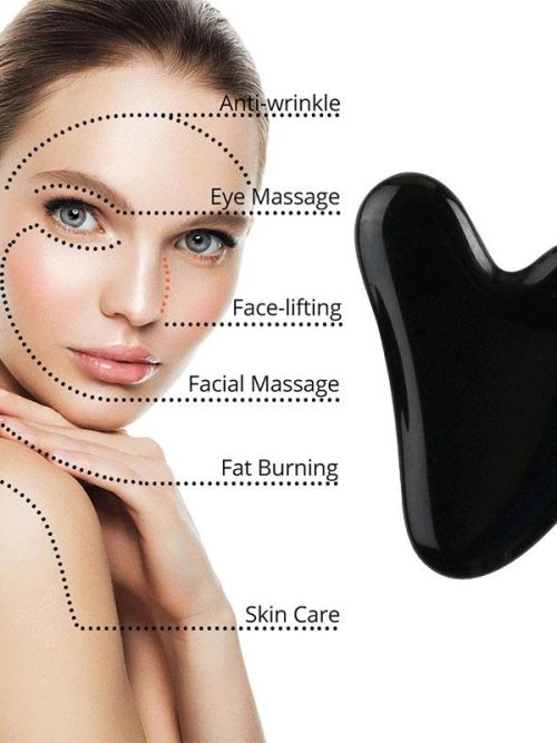 Obei Natural Black Obsidian Gua Sha Roller Set
