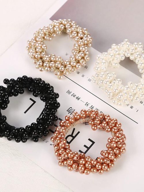 Felicity Beaded Elastic Scrunchy Hairbands – Set of 4
