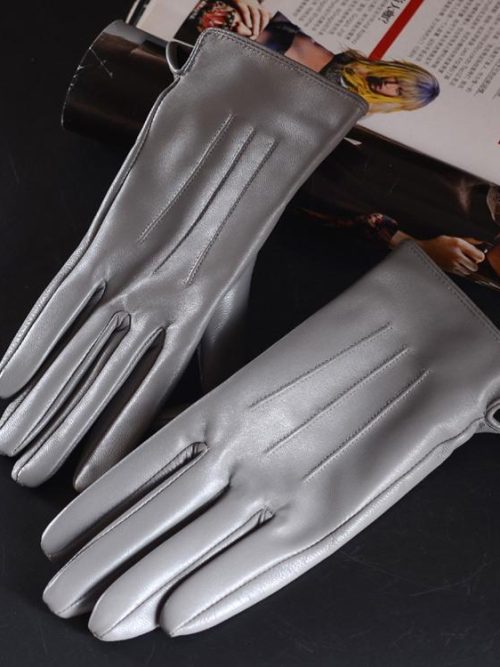 Minty Vintage Mara Sheepskin Leather Gloves – Grey
