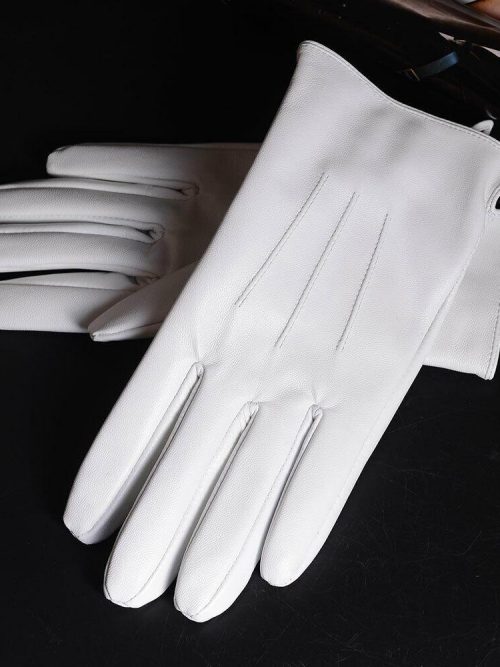 Minty Vintage Mara Sheepskin Leather Gloves – White