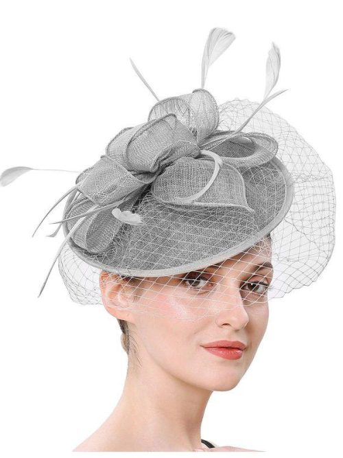 Belinda Bow Mesh Fascinator – Grey