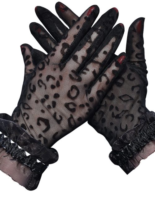Fentie Leopard Vintage Mesh Gloves – Black