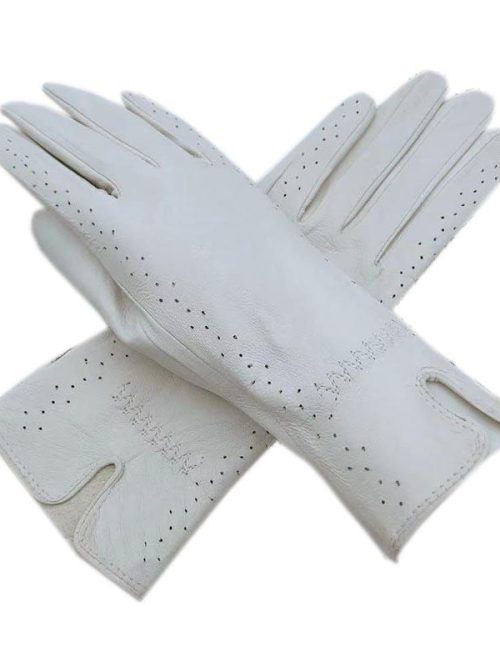 Halle Sheepskin Spring Leather Gloves – White