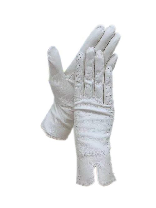 Halle Sheepskin Spring Leather Gloves – White