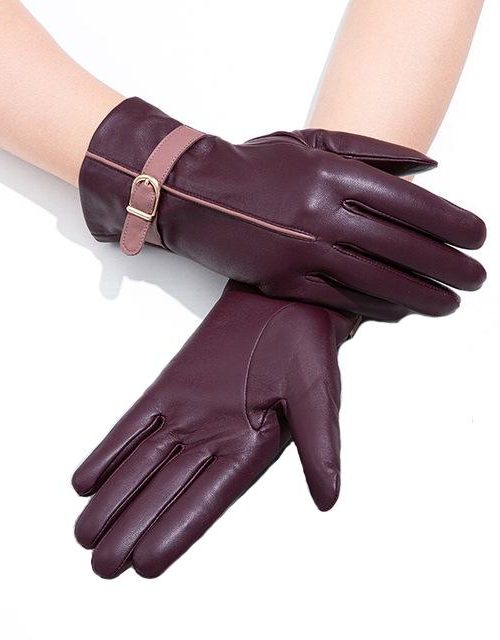Heather Sheepskin Leather Gloves – Burgundy