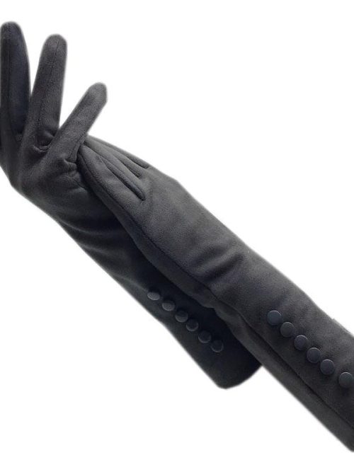 Gayle Suede Long Arm Gloves – Black