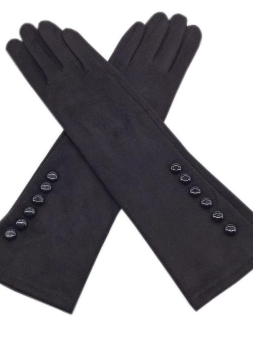 Gayle Suede Long Arm Gloves – Black