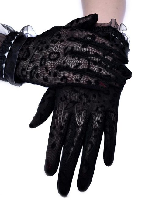 Fentie Leopard Vintage Mesh Gloves – Black