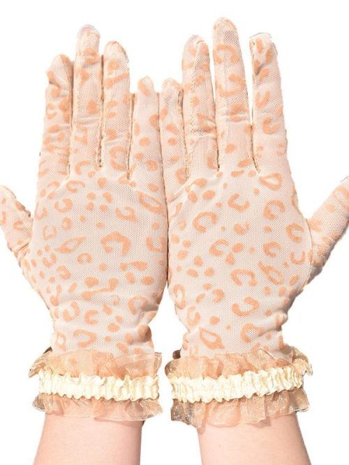 Fentie Leopard Vintage Mesh Gloves – Beige