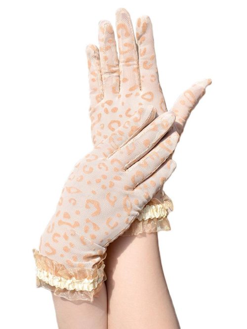 Fentie Leopard Vintage Mesh Gloves – Beige