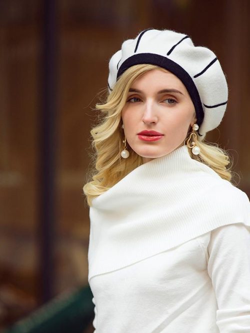 Felicia Autumn Wool Beret – White