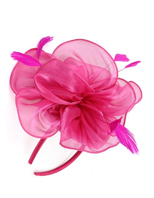 Anna Organza Feather Fascinator – Pink