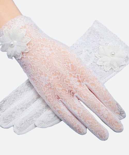 Ava Loves Lace Gloves – White