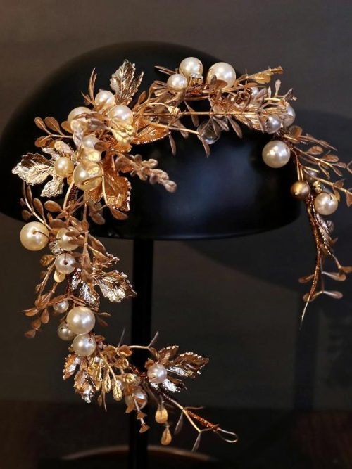 Géna Antique Gold Leaf Pearl Hairband Headdress