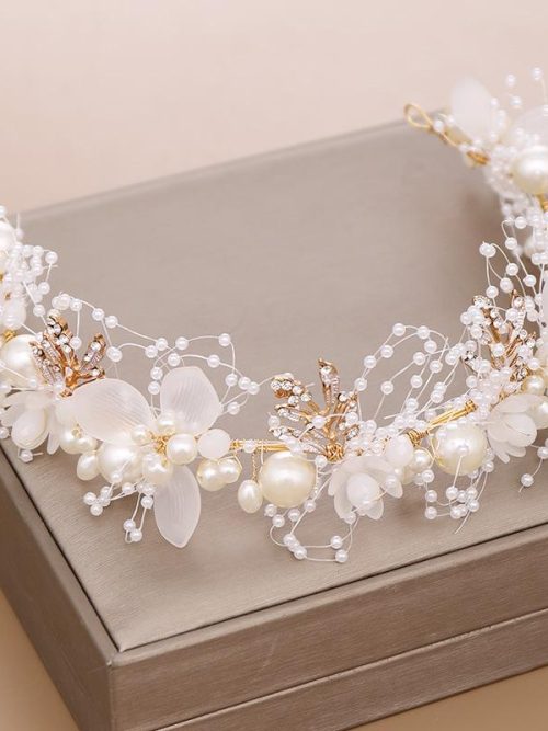 Delia Pearl Flower Bridal Headband Headdress