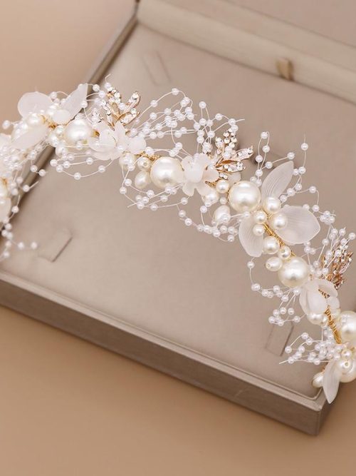 Delia Pearl Flower Bridal Headband Headdress