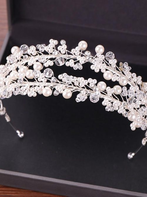 Geridine White Pearl Bridal Hairband Headdress