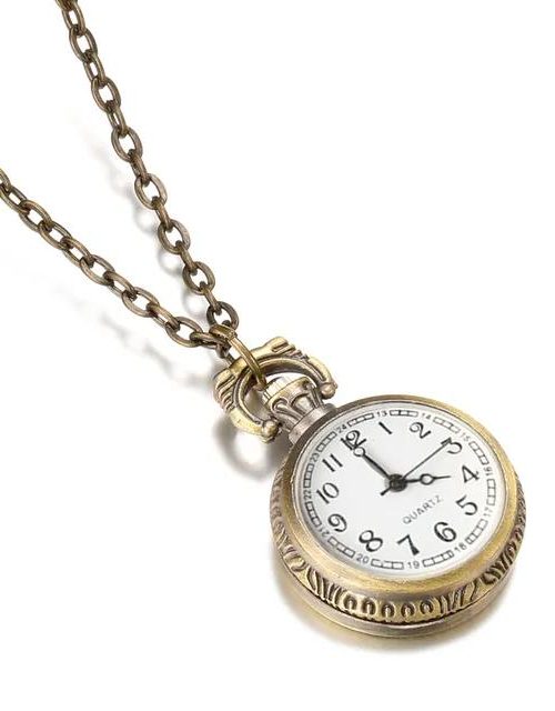 Lydia Vintage Clock Pendant Necklace