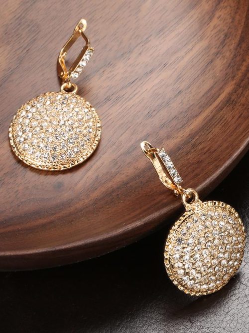 Edora Crystal Gold Moon Drop Earrings