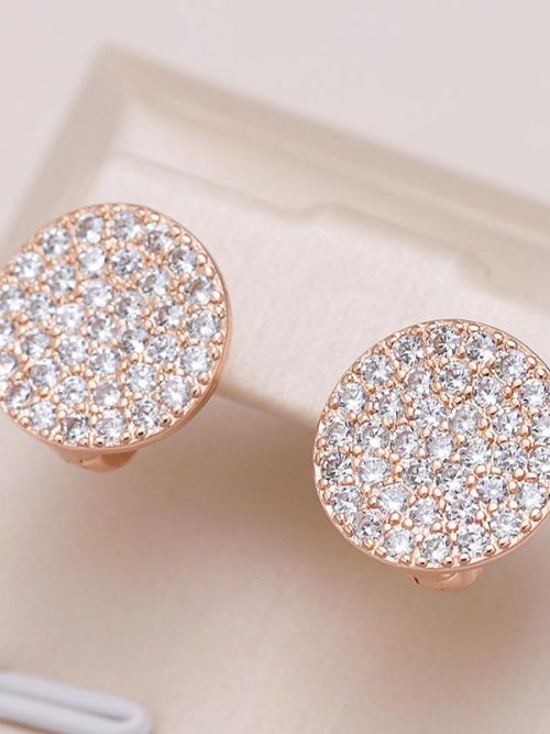 Emala Crystal Rose Gold Moon Stud Earrings