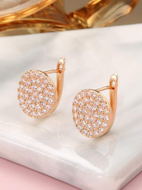 Emala Crystal Rose Gold Moon Stud Earrings