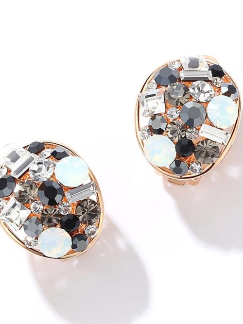 Amika Crystal Black Marvel Clip Earrings