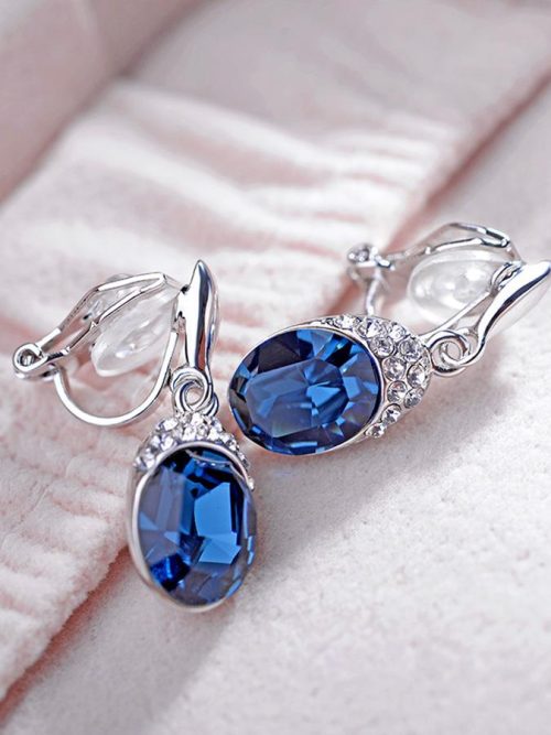 Selia Blue Water Drop Clip Earrings