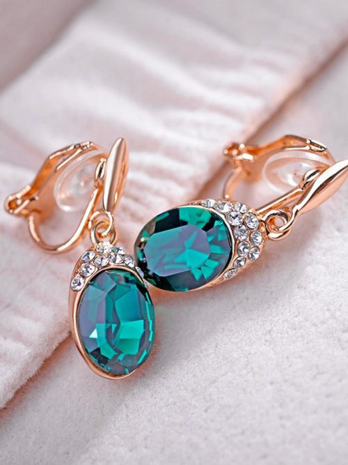 Selia Green Water Drop Clip Earrings