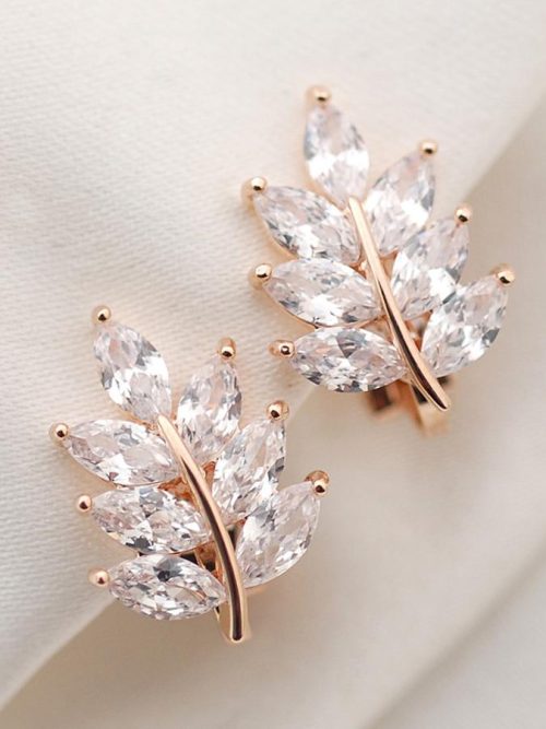 Delila Crystal Gold Leaf Clip Earrings