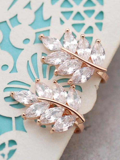 Delila Crystal Gold Leaf Clip Earrings