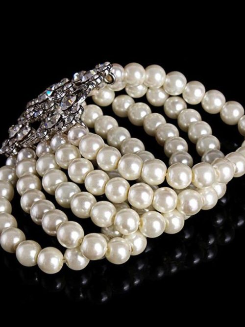 Hattie Rhinestone Glass Pearl Multi Bracelet