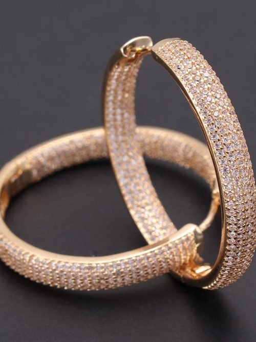 Kzia Crystal Rose Gold Hoop Earrings