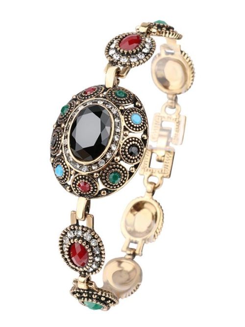 Chinni Vintage Oval Black Gem Bracelet