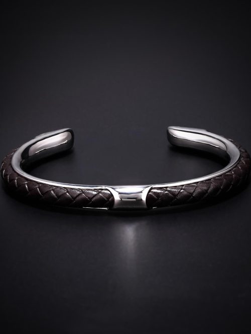 Clarence Woven Leather Bracelet – Brown