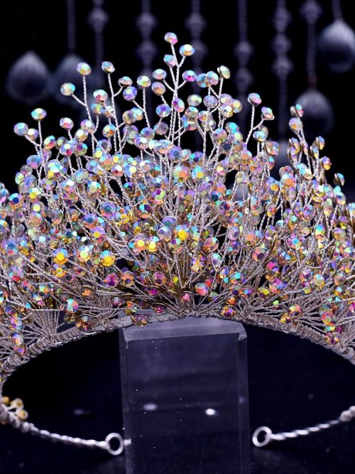 Heather Colourful Rhinestone Bridal Earrings Tiara Set