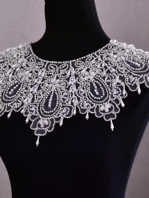 Sabina Lace Crystal and Pearl Shawl Necklace