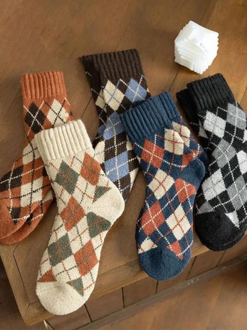 Gyles Diamond Wool Ankle Socks – Set of 5