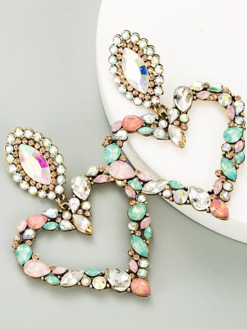 KoKo Rhinestone Crystal Heart Drop Earrings