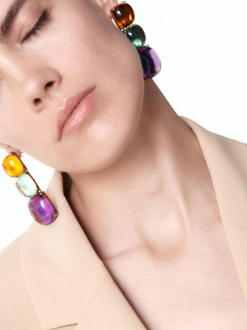 Tarza Square Geometric Drop Earrings