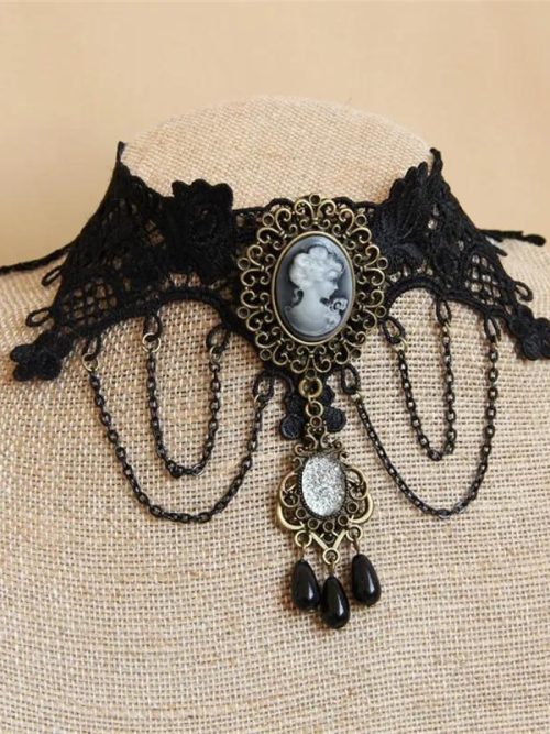 Sting Gothic Black Lace Choker Necklace