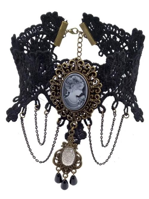 Sting Gothic Black Lace Choker Necklace