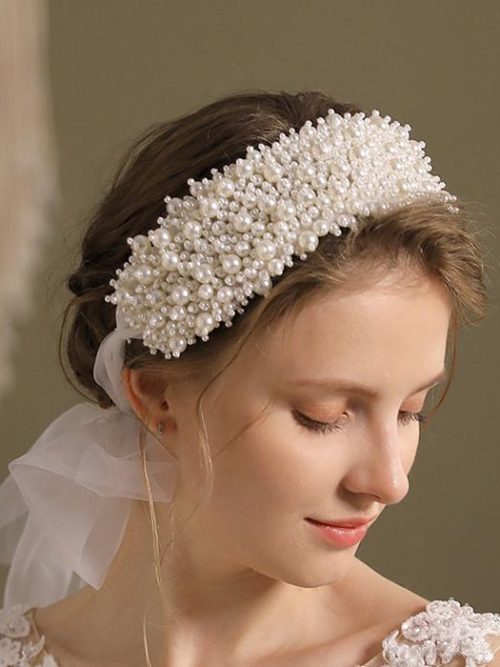Helina Faux Pearl Ribbon Hairband Headdress