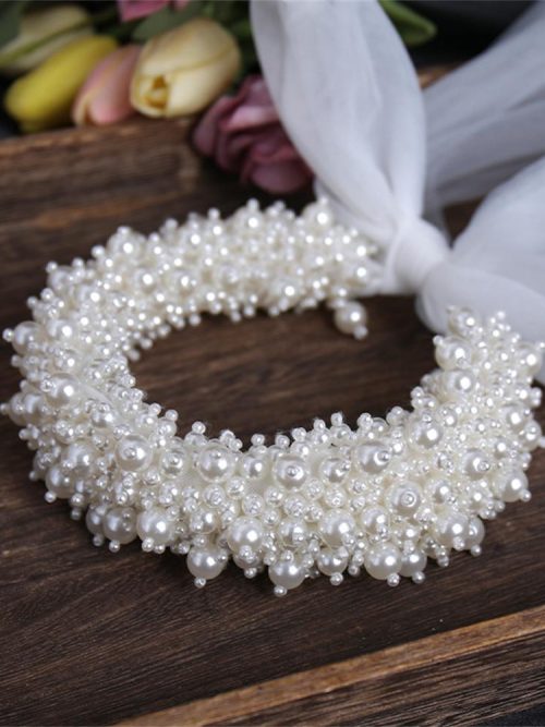 Helina Faux Pearl Ribbon Hairband Headdress