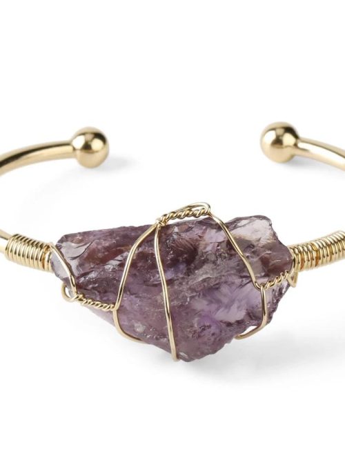 Cassa Amethyst Natural Stone Copper Bangle