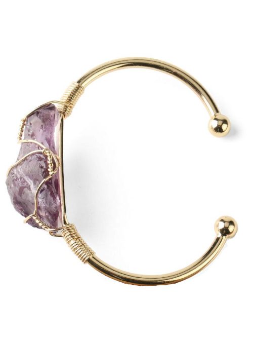 Cassa Amethyst Natural Stone Copper Bangle