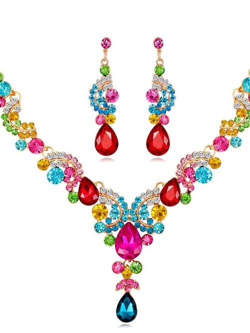 Opal Jewel Earrings and Necklace Set