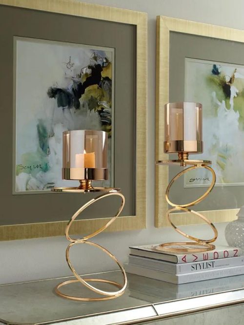 Monaché Retro Gold Candlestick Glass Holders