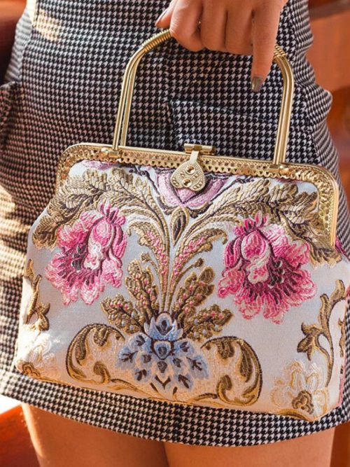 Clare Vintage Floral Embroidery Handbag