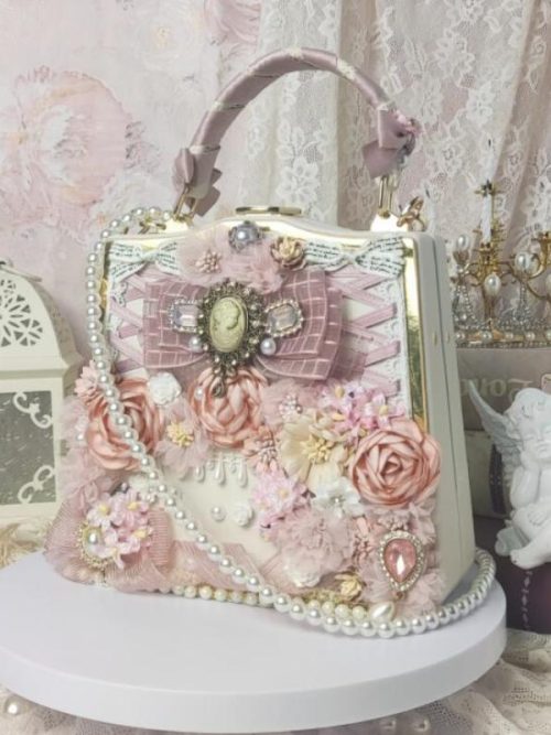 Harlow Cameo Pink Bow Pearl Shoulder Handbag
