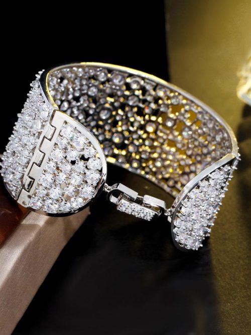 Georgina Round Zirconia Cuff Bracelet